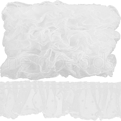 Gorgecraft 10M Polyester Pleated Lace Trim Ribbon DIY-GF0009-03C-1