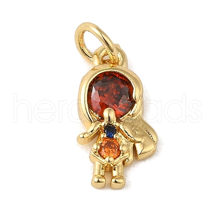 Brass Micro Pave Red Cubic Zirconia Pendants KK-R162-020C-G-1