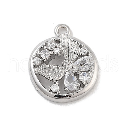 Brass Pave Clear Cubic Zirconia Pendants KK-Z061-19P-1