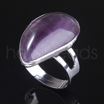 Teardrop Natural Amethyst Adjustable Rings PW-WG1EE83-01-1