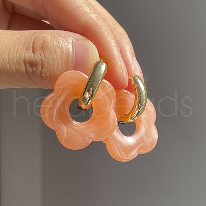Flower Stainless Steel Acrylic Hoop Earrings FS-WGEB331-05-1