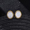 304 Stainless Steel Natural White Shell Stud Earrings EJEW-Z103-02G-02-2