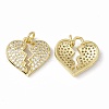 Rack Plating Brass Micro Pave Clear Cubic Zirconia Pendants ZIRC-C041-07G-1