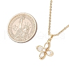 Flower Brass Pave Clear Cubic Zirconia Pendant Necklaces NJEW-JN05286-3