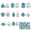   40Pcs 8 Style Platinum Plated Alloy Glass Pendants Sets ALRI-PH0001-27B-1