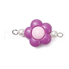 Two Tone Opaque Acrylic & Glass Pearl Flower Connector Charms PALLOY-JF03484-02-3