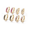 Cubic Zirconia Rectangle Hoop Earrings EJEW-B014-25G-1