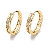 Brass with Clear Cubic Zirconia Hoop Earrings EJEW-B035-20KCG-1