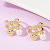 Brass Plastic Imitation Pearl Cuff Earrings EJEW-Q036-01G-4