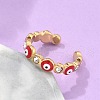 PVD Vacuum Plating 304 Stainless Steel Enamel Evil Eye Open Cuff Rings STAS-D089-23G-3