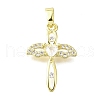 Brass Micro Pave Cubic Zirconia Pendants KK-V007-43G-1