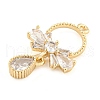 Rack Plating Brass Micro Pave Clear Cubic Zirconia Pendants KK-F089-10G-2