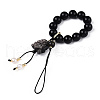 Natural Silver Obsidian & Obsidian & Natural Pearl & Brass for Mobile Phone Straps HJEW-N003-01-1