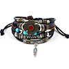 Fashionable multi-layer alloy beaded turquoise woven bracelet with simple butterfly decoration leather bracelet AO9489-2-1