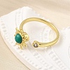Brass Pave Cubic Zirconia Open Cuff Rings for Women RJEW-U056-01G-2