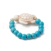Synthetical Turquoise Beaded Rings RJEW-TA00194-5