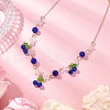 Crackle Glass & Natural Quartz Crystal Fruit Bib Necklaces for Women NJEW-JN05202-01-1