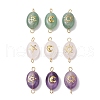 9Pcs 9 Styles Natural Rose Quartz & Green Aventurine & Amethyst Connector Charms PALLOY-JF02728-1