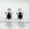 Tortoise Zinc Alloy Cubic Zirconia Stud Earrings WG8EE25-06-1