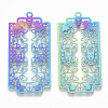 Ion Plating(IP) 201 Stainless Steel Filigree Pendants X-STAS-T057-14-2