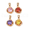 Brass Pave Cubic Zirconia Pendants KK-E795-26KCG-01-1