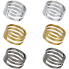SUNNYCLUE 6Pcs 3 Styles Brass Rings FIND-SC0010-81-1