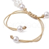Adjustable Natural Cowrie Shell & ABS Plastic Imtation Pearl Beaded Braided Bead Bracelets for Women BJEW-JB11870-4