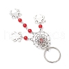 5Pcs 5 Styles Tibetan Style Alloy Natural Gemstone Keychains KEYC-JKC01240-5