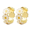 Brass Enamel Hoop Earrings EJEW-S277-01G-4