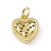 Brass Micro Pave Clear Cubic Zirconia Heart Charms ZIRC-F132-58G-2
