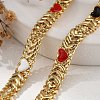 Brass Enamel Heart Links Bracelets for Women BJEW-B125-07G-3