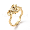 Elephant Brass Micro Pave Cubic Zirconia Cuff Rings RJEW-P088-02G-1