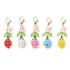 Flower Bud Glass Pearl & Seed Beads Pendant Decorations HJEW-MZ00275-2