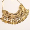 Tibetan Style Zinc Alloy Coin Tassel Chunky Bib Necklaces for Women FS-WG2495A-02-4