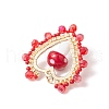 Mushroom Handmade Lampwork with Grade A Round Glass Seed Beads and Rack Plating Alloy Open Back Bezel Pendants and Electroplate Glass Beads Pendants PALLOY-MZ00689-01-4