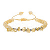 Natural Citrine Round Beads & Chips Braided Bead Bracelets for Women Men MK7724-12-1