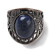 Natural Lapis Lazuli Oval Adjustable Rings RJEW-K271-06R-23-3