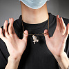 Praying Hand with Cross 316L Surgical Stainless Steel & Brass & Clear Cubic Zirconia Pendant Necklaces FS-WG75093-03-3
