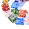 Square Handmade Millefiori Glass Beads Strands LK-R004-13-3