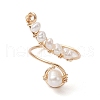 Mother's Day Jewellery Brass with Natural Cultured Freshwater Pearl Beads Ring RJEW-JR00676-1