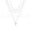 3Pcs Brass Paperclip Chain 3 Layer Pendant Necklaces for Women WGF7A64-06-2