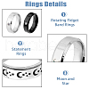 FIBLOOM 6Pcs 6 Styles Sun & Moon & Star 304 Stainless Steel & Stainless Steel Band Rings Set RJEW-FI0001-09-4