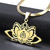 304 Stainless Steel Chakra Lotus Flower Hollow Pendant Necklaces NJEW-K283-29G-1