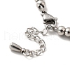 304 Stainless Steel Plastic Pearl Charm Bracelet with 201 Stainless Steel Round Beads for Women BJEW-B057-20P-3