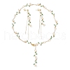 Brass Micro Pave Cubic Zirconia Dangle Stud Earrings & Chain Necklace Sets SJEW-JS01323-3