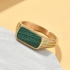 316L Stainless Steel Natural Malachite Finger Rings for Women RJEW-U054-02C-01G-3
