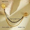304 Stainless Steel Pave Clear Cubic Zirconia & Dyed Black Stone Vortex Hanging Chain Brooch JEWB-S021-08G-2
