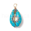 Printed Natural Cowrie Shell Pendants PALLOY-JF03991-3