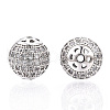 Rhodium Plated 925 Sterling Silver Micro Pave Cubic Zirconia Beads STER-T004-23P-1