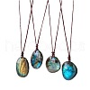 Nuggets Natural Labradorite Pendant Adjustable Cord Necklaces FS-WG568C8-01-4